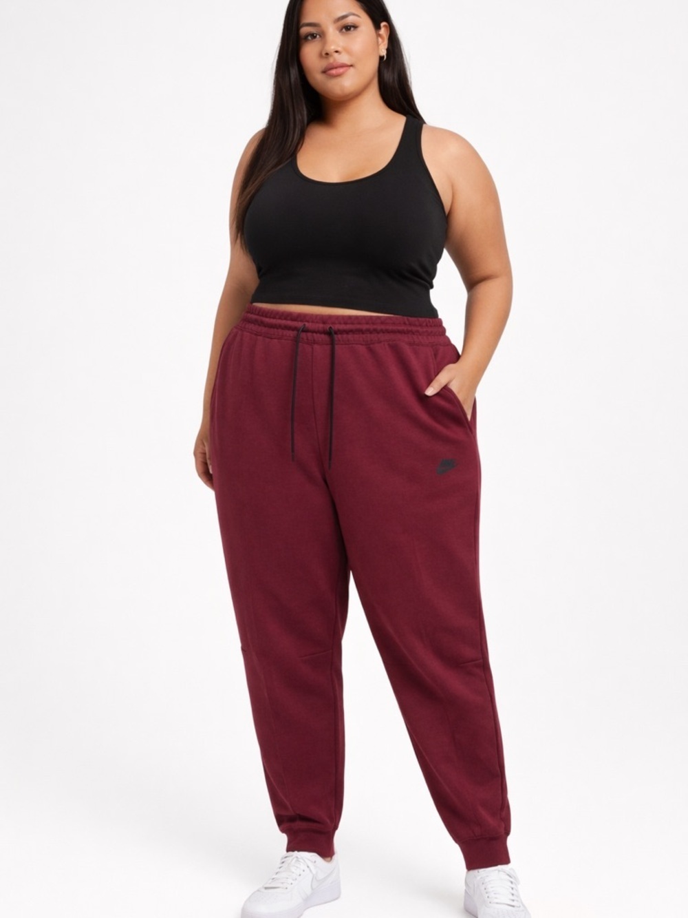 NWT Nike Standard Fit Mid Rise Full Length Burgundy Jogger Sweatpants, Size XXL